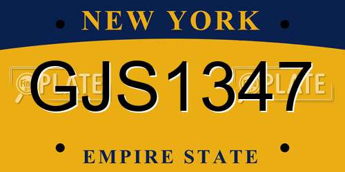 GJS1347 New York License Plate