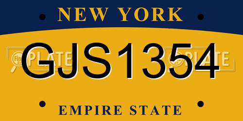 GJS1354 New York License Plate