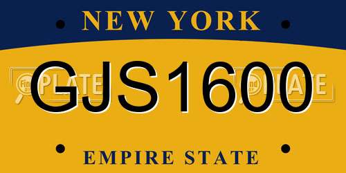 GJS1600 New York License Plate