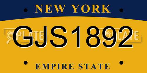 GJS1892 New York License Plate