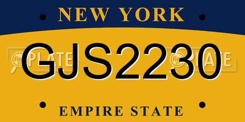 GJS2230 New York License Plate