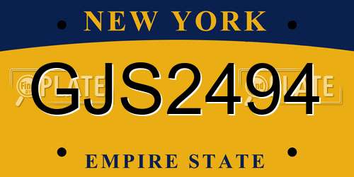 GJS2494 New York License Plate