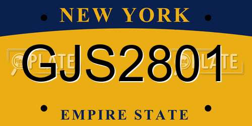 GJS2801 New York License Plate