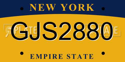GJS2880 New York License Plate