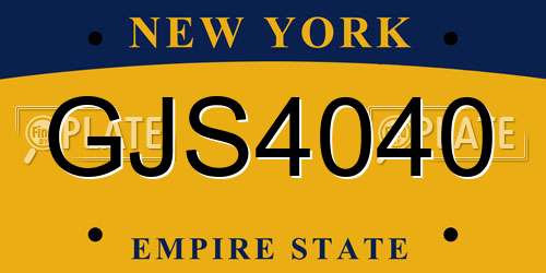 GJS4040 New York License Plate