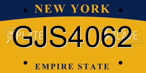 GJS4062 New York License Plate