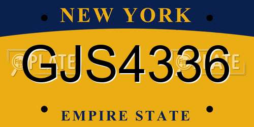GJS4336 New York License Plate