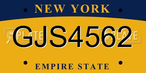 GJS4562 New York License Plate