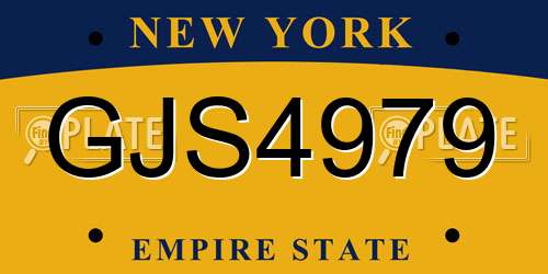 GJS4979 New York License Plate