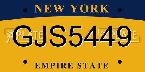 GJS5449 New York License Plate
