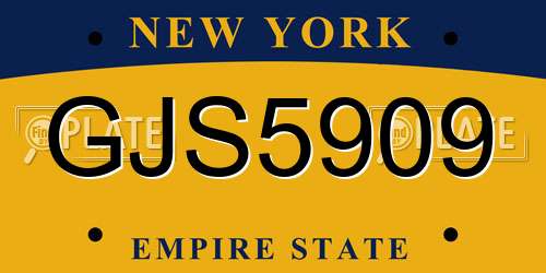 GJS5909 New York License Plate