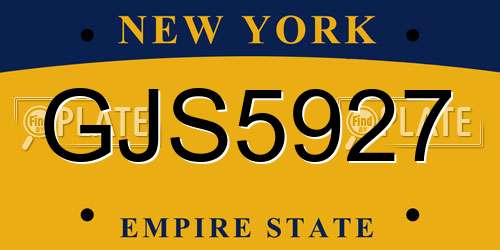 GJS5927 New York License Plate