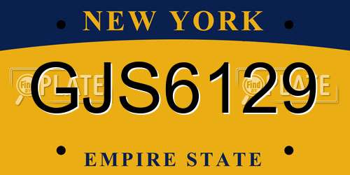 GJS6129 New York License Plate