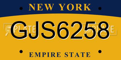 GJS6258 New York License Plate