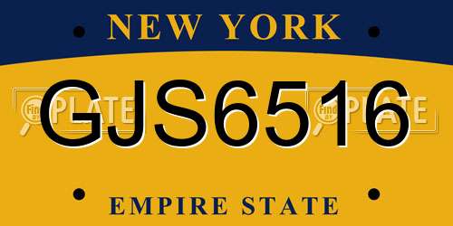 GJS6516 New York License Plate