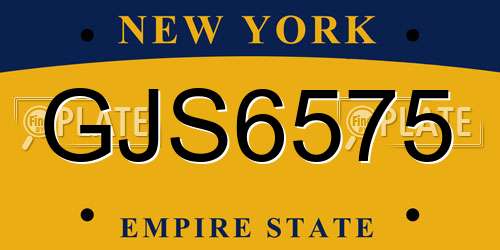 GJS6575 New York License Plate