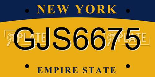 GJS6675 New York License Plate