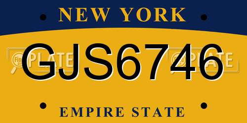 GJS6746 New York License Plate