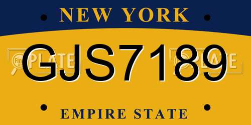 GJS7189 New York License Plate
