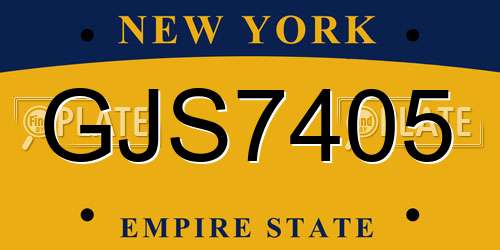 GJS7405 New York License Plate