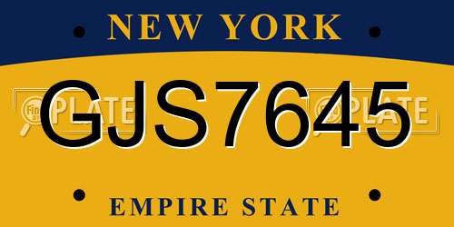 GJS7645 New York License Plate
