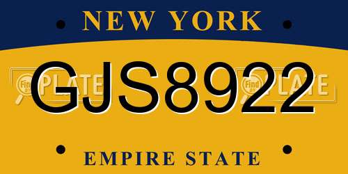 GJS8922 New York License Plate
