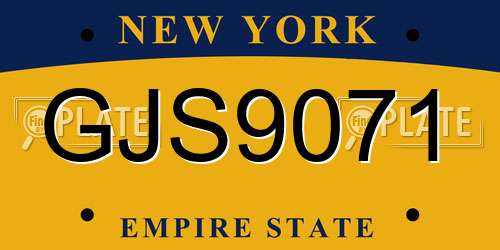 GJS9071 New York License Plate