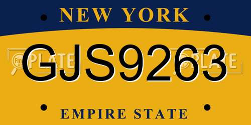 GJS9263 New York License Plate