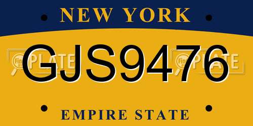 GJS9476 New York License Plate