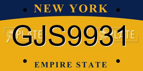 GJS9931 New York License Plate