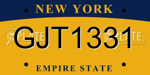 GJT1331 New York License Plate