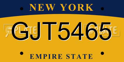 GJT5465 New York License Plate