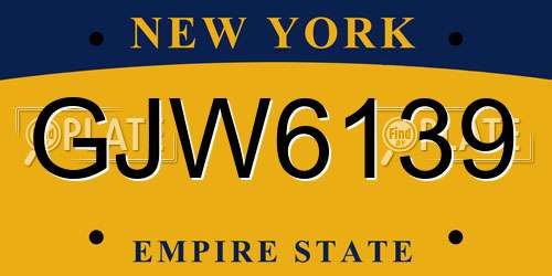 GJW6139 New York License Plate