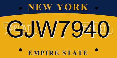 GJW7940 New York License Plate