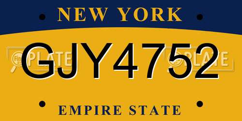 GJY4752 New York License Plate