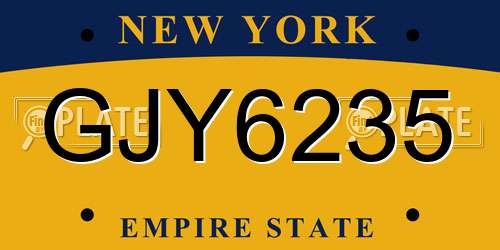 GJY6235 New York License Plate