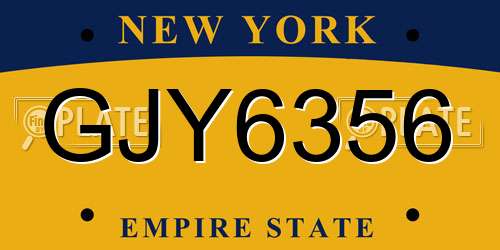 GJY6356 New York License Plate