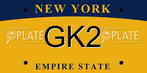 GK2 New York License Plate