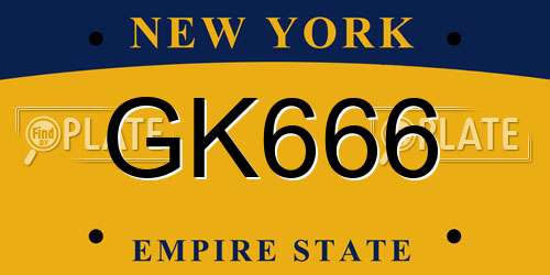 GK666 New York License Plate