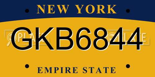 GKB6844 New York License Plate