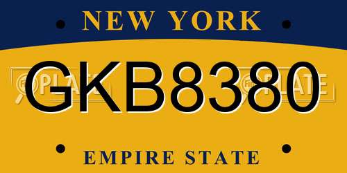 GKB8380 New York License Plate