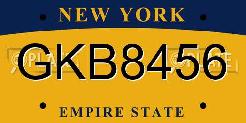 GKB8456 New York License Plate