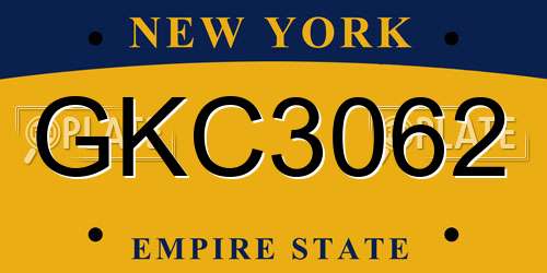 GKC3062 New York License Plate