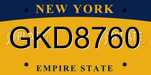 GKD8760 New York License Plate