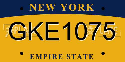 GKE1075 New York License Plate