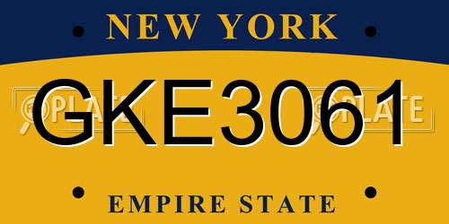 GKE3061 New York License Plate