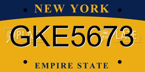 GKE5673 New York License Plate