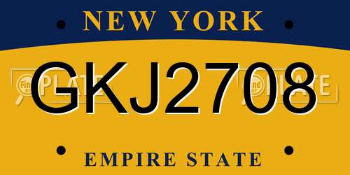 GKJ2708 New York License Plate