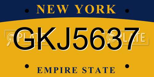 GKJ5637 New York License Plate