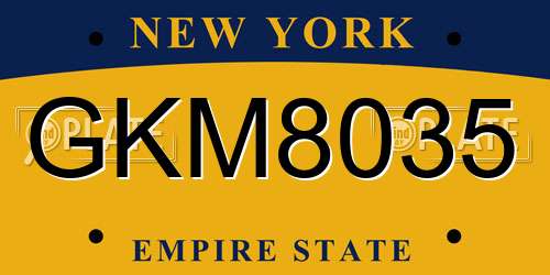 GKM8035 New York License Plate